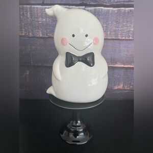 Cute Ceramic Ghost Figurine with Bow Tie